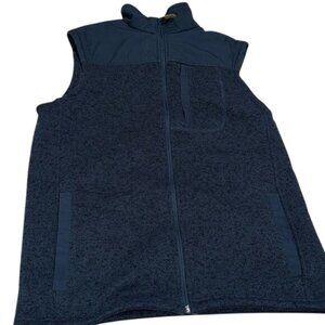 George Vest Mens Large 38-40 Sherpa Sweater Fleece Zip up Navy Blue Preppy Warm